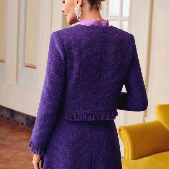 TWEED FRINGE TRIM PATCH POCKET JACKET - Picture 2 of 5